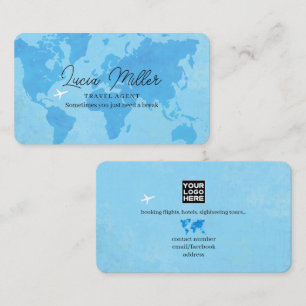Visite Logo d'agent de voyages Carte du monde Bleu bébé