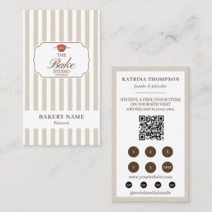 Visite Logo de boulangerie à rayures beige marron Carte d