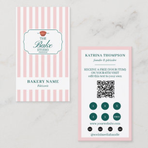 Visite Logo de la boulangerie Green Pink Stripes Carte de