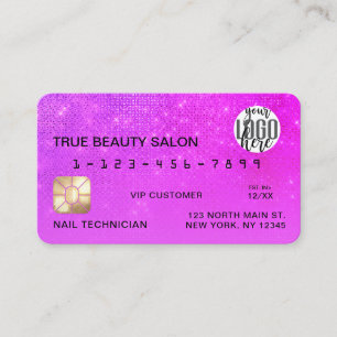 Visite Logo de la carte de crédit Girly Neon Magenta Part