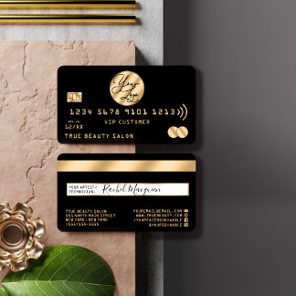 Visite Logo de la carte de crédit moderne Gold Black