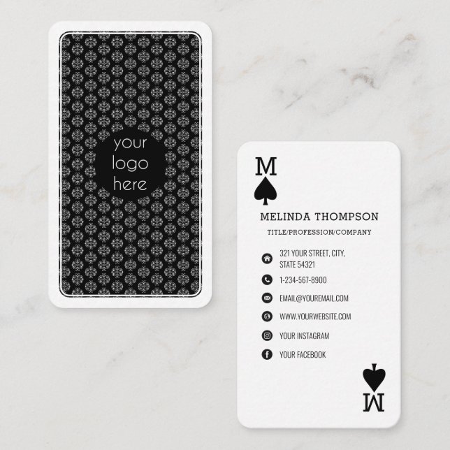 Visite Logo d'entreprise Pique Unique Jouer Carte de visi (Devant / Derrière)