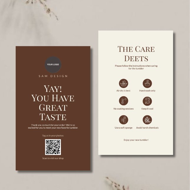 Visite Logo et code QR d'instruction de carte de tumbler  (Créateur téléchargé)