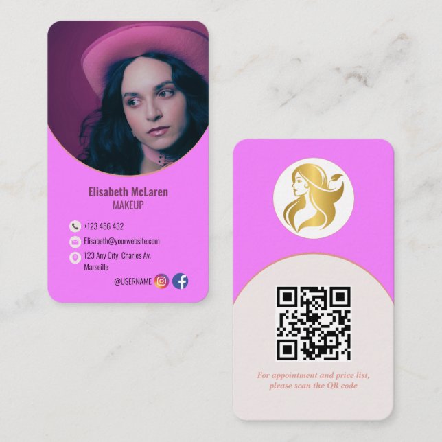 Visite Logo Marque de maquillage moderne Artiste Carte de (Devant / Derrière)