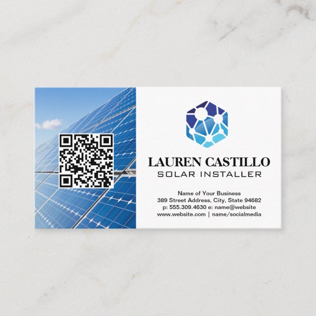 Visite Logo technique | Panneaux solaires | Carte de visi (Devant)