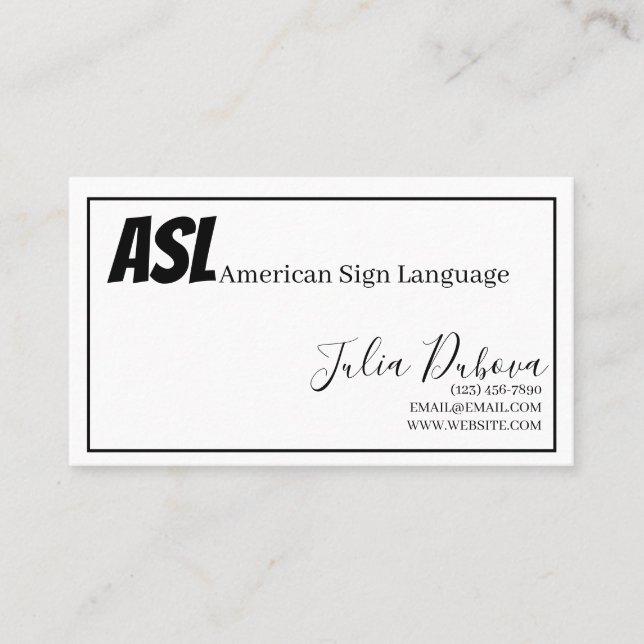 Visite LSF, Langue des Signes, Traducteur, Carte de Visit (Devant)
