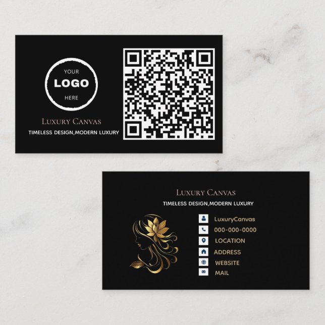 Visite Luxe moderne personnalisé QR Code Beauté Carte de  (Devant / Derrière)