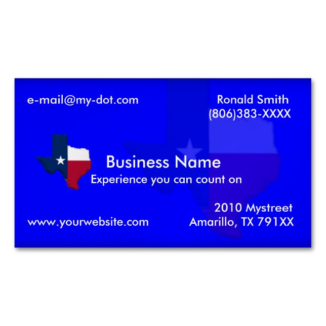 Visite Magnétique Carte bleu-foncé de drapeau du Texas (devant)