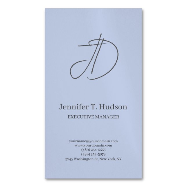 Visite Magnétique Carte de profil de monogramme classique tendance b (devant Vertical)