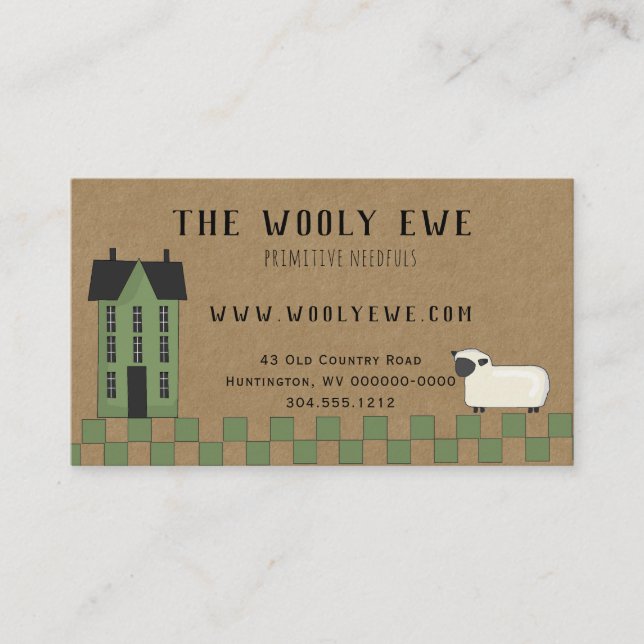 VISITE MAISON DE SALTBOX PRIMITIVE SUR KRAFT CARTE DE VIS (Devant)