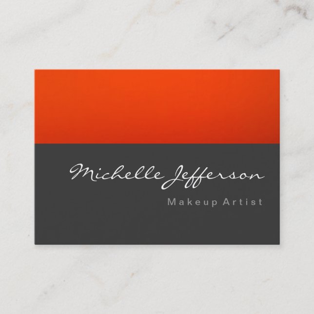 Visite Maquillage Artiste Script Gris Orange Carte de vis (Devant)