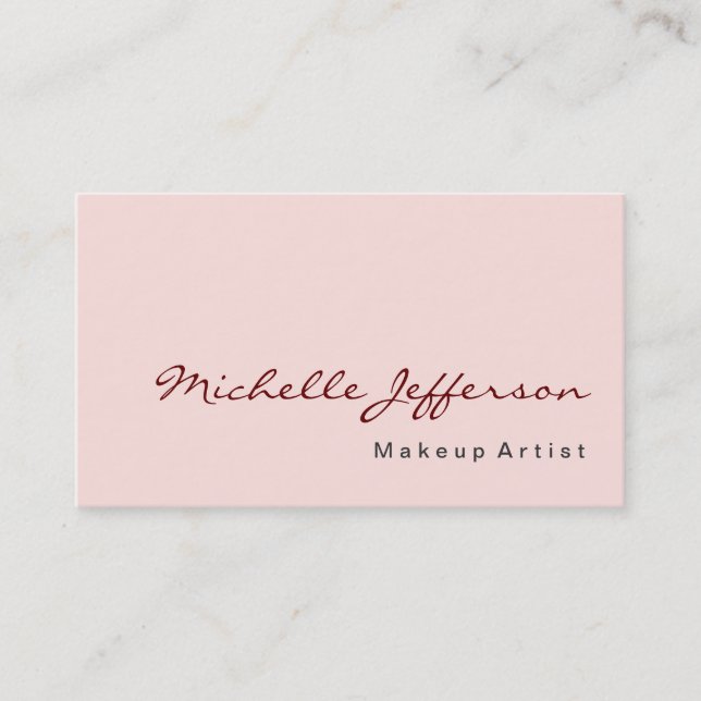 Visite Maquillage Artiste Script Rose bruyant Carte de vi (Devant)