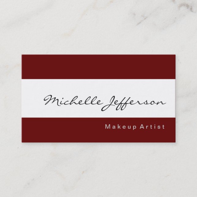 Visite Maquillage Artiste Simple Rouge Blanc Carte de vis (Devant)