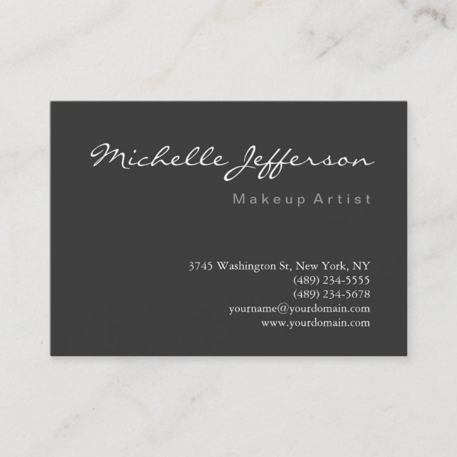 Visite Maquillage Chubby Artiste Script Gris Carte de vis (Devant)