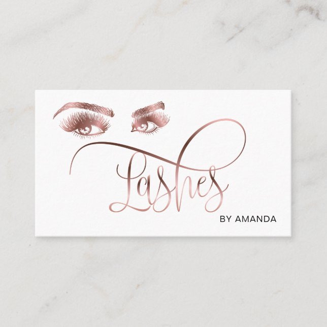 Visite Maquillage Eyebrow Eyes Lashes Rose Carte de visit (Devant)