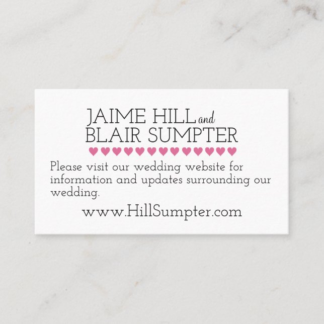 Visite Mariage Site Web Carte de fermeture Pink Typograph (Devant)