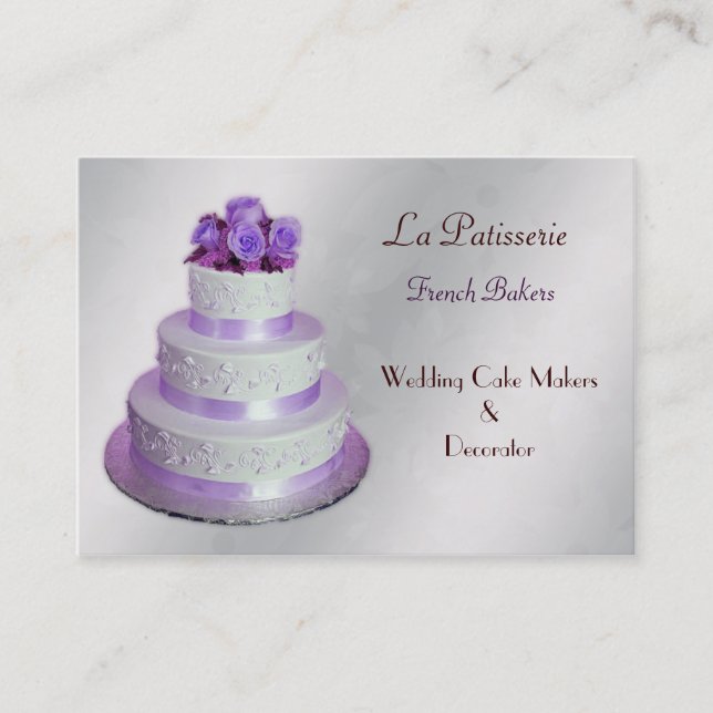 Visite mariage violet d'argent créateurs de gâteaux carte (Devant)