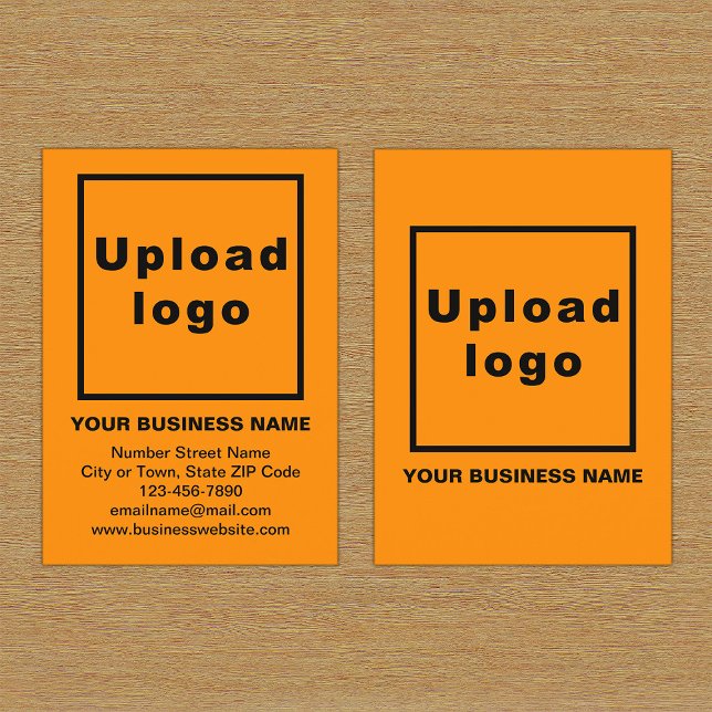 Visite Marque d'affaires sur petite carte de portrait cou (Front and back of the orange business card with your brand)