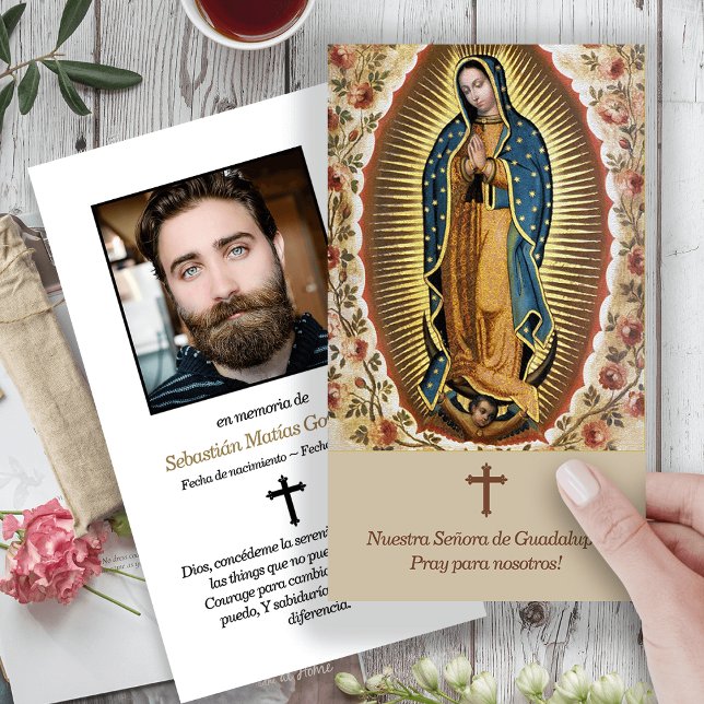 Visite Memorial Guadalupe Funeral Prayer Cartes de Sympat (catholic, religious, celebration of life, in loving memory of, prayer cards for bereavement)