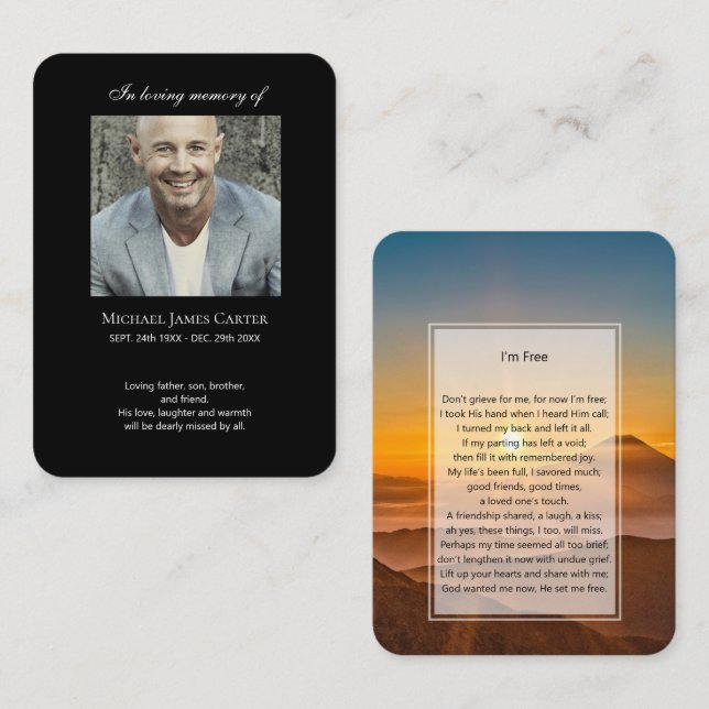 Visite Mémorial photo Je suis Carte de prière gratuite (Devant / Derrière)