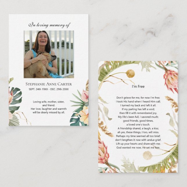 Visite Mémorial Photo Tropical Je suis Carte de prière gr (Devant / Derrière)