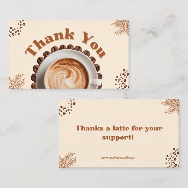 Visite Merci beaucoup Carte de remerciement Café (Devant / Derrière)
