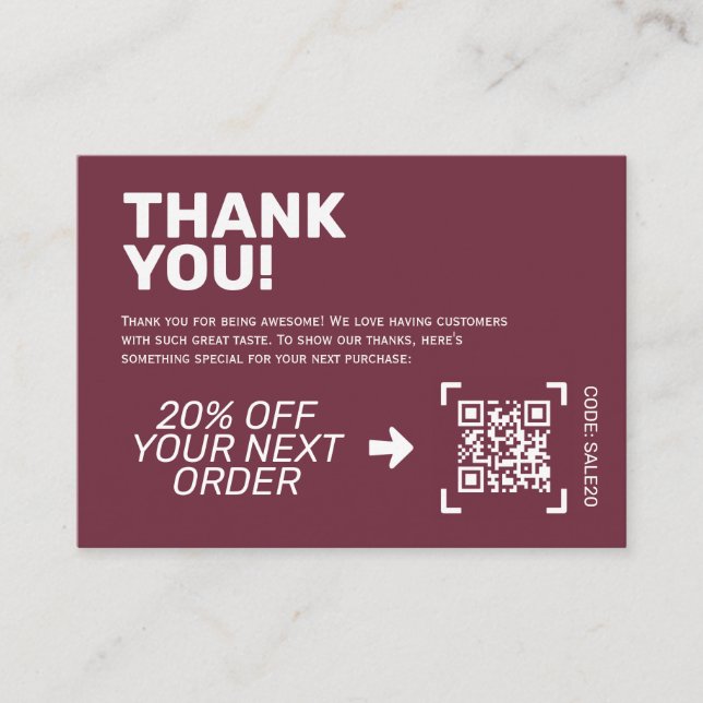 Visite Merci d'insérer la carte | Code de réduction (Devant)