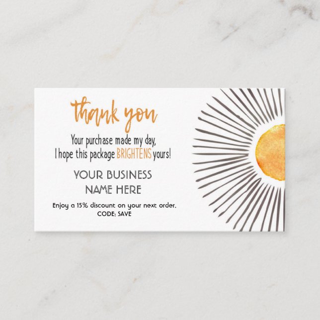 Visite Merci , petit carte de visite, insertion de colis (Devant)