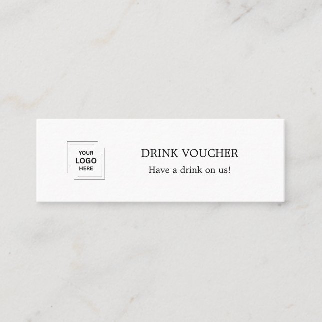Visite Mini Bon de Boisson d'Entreprise | Carte Logo pour Évén (Devant)