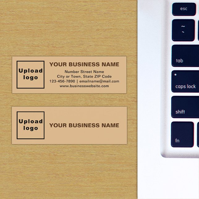 Visite Mini Carte Brown de la marque d'affaires sur mini-taill (The front and back of the light brown mini business card with your brand)