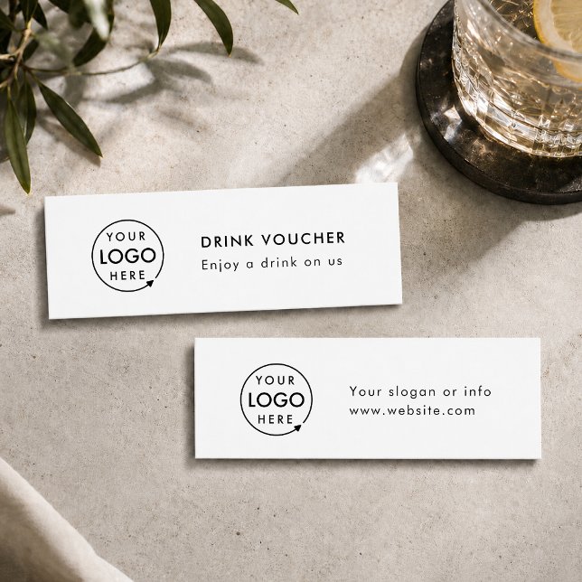 Visite Mini Carte de bon de boisson | Billet de bar d'événemen (Minimalist company branded drinks vouchers for small business events & corporate launch parties.)