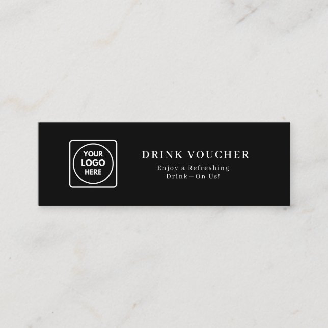 Visite Mini Carte de bon de boisson noire | Événement d'entrep (Devant)