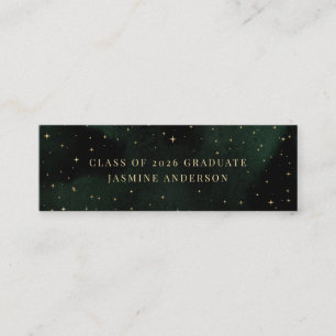 Visite Mini Carte de Diplômé Croissant de Lune Émeraude Célest