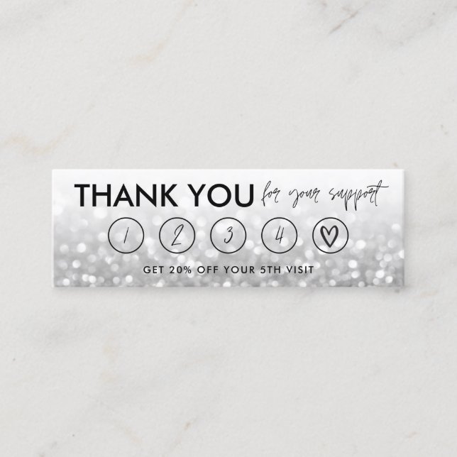 Visite Mini Carte de fidélité Maquillage Argent Merci (Devant)