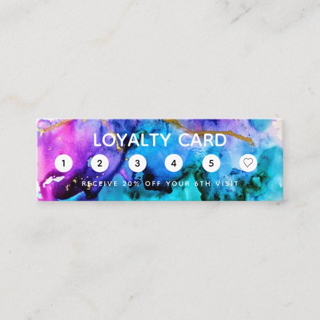 Visite Mini Carte de fidélité Paint Splatter Gold et Purple (Devant)