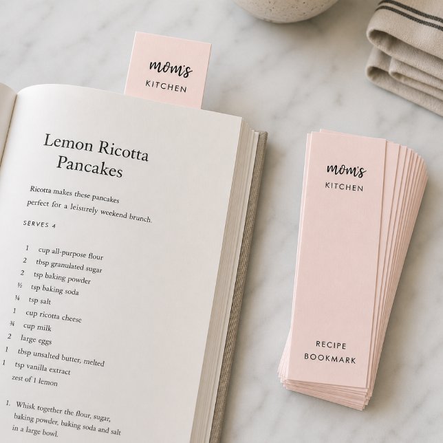 Visite Mini Carte de marque-page de recette miniature rose mod (Personalized recipe mini bookmarks, the perfect gift for Mothers & home cooks)