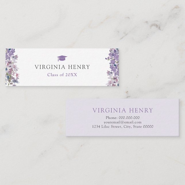 Visite Mini Carte de nom de diplômé élégante (Elegant Lilac Graduate Name Card by Painted Paperie
)