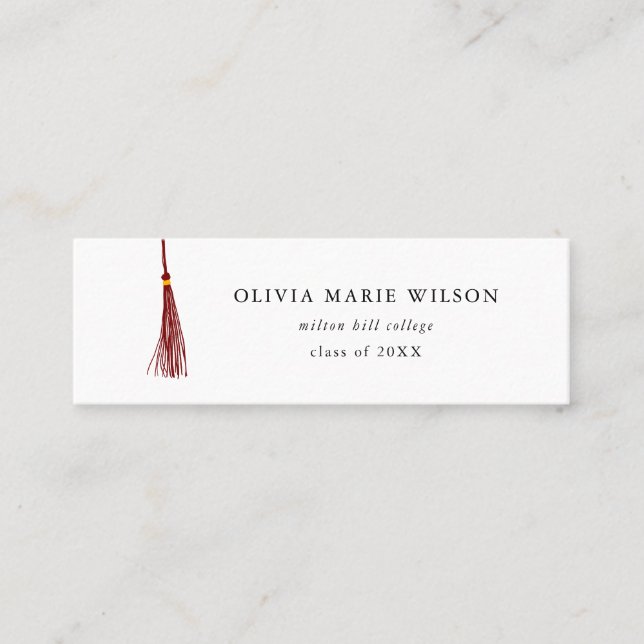 Visite Mini Carte de nom de graduation Maroon Tassel (Devant)