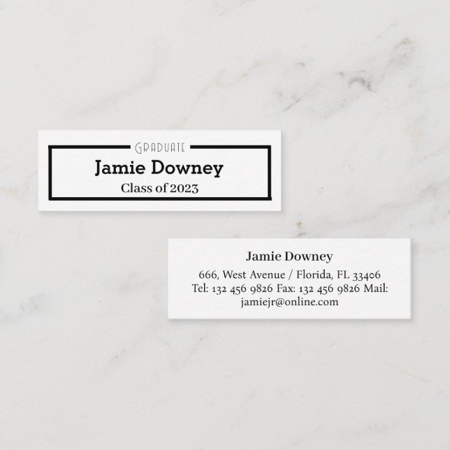 Visite Mini Carte de nom du diplômé | Carte d'insertion modern (Devant / Derrière)