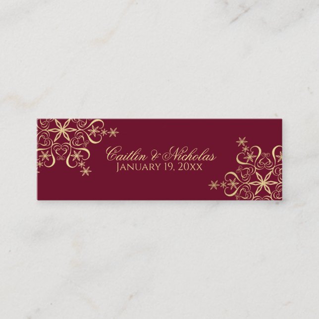 Visite Mini Carte de place Gold and Burgundy Snowflake (Devant)
