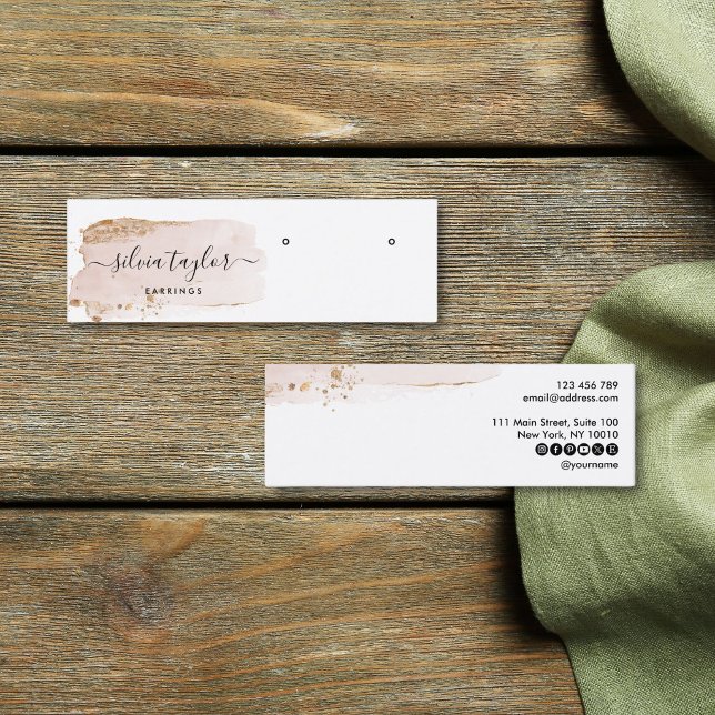 Visite Mini Carte de présentation d'earring en aquarelle moder (Calligraphy modern watercolor Earring display card)