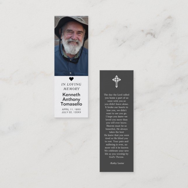 Visite Mini Carte de prière de deuil simple avec marque-page p (Devant / Derrière)