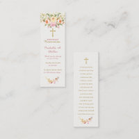 Carte de prière rose de première communion personn