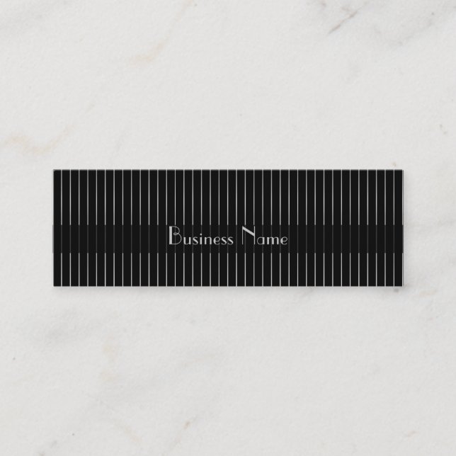 Visite Mini Carte de profil Affaires Rayure Argent Noir (Devant)