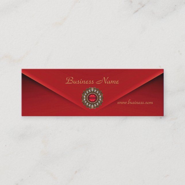 Visite Mini Carte de profil Affaires Rouge Velours Bijou (Devant)