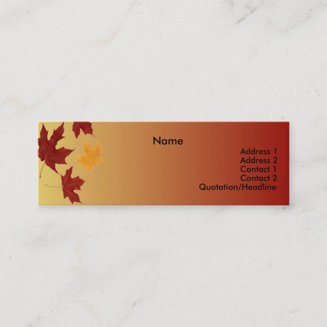 Visite Mini Carte de profil d'automne (Devant)