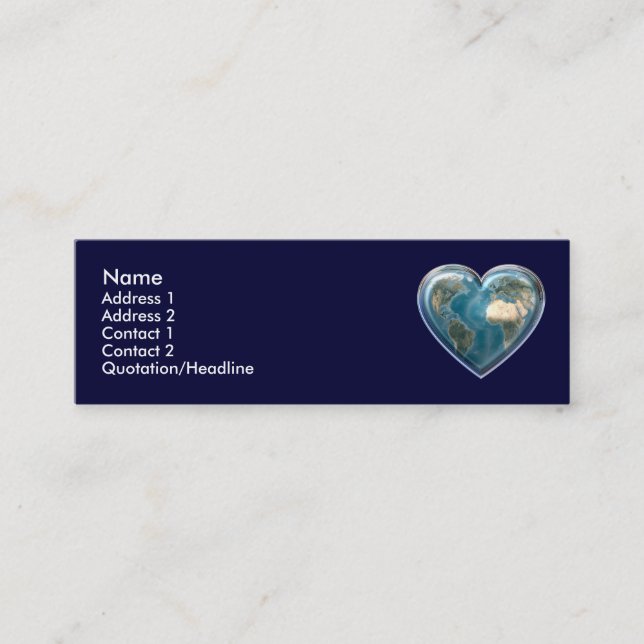 Visite Mini Carte de profil de coeur de la terre (Devant)