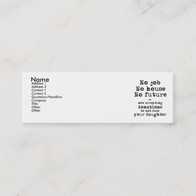 Visite Mini Carte de profil de dons Date Ta Fille (Non) (Devant)