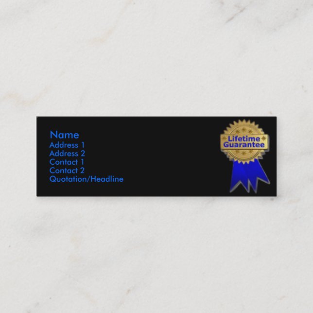 Visite Mini Carte de profil de garantie à vie (Devant)