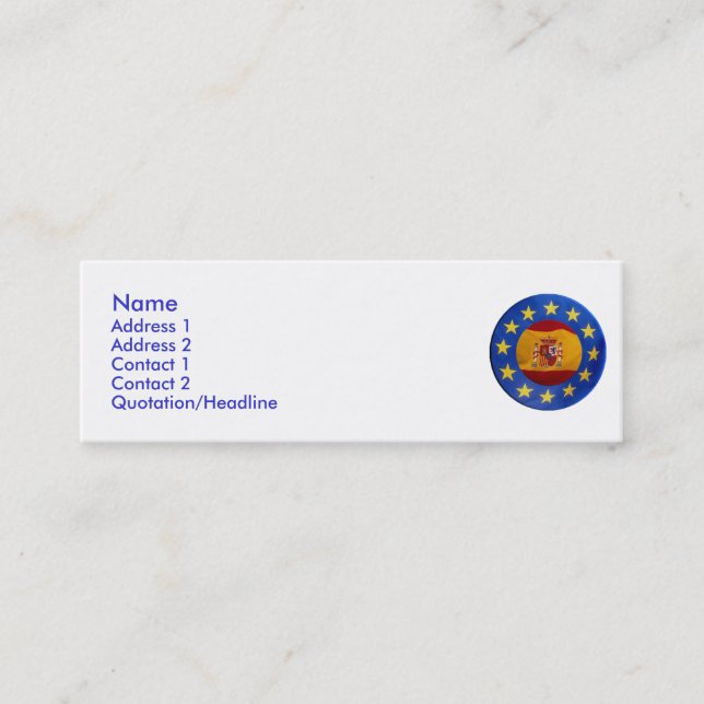Visite Mini Carte de profil Euro Espagne (Devant)